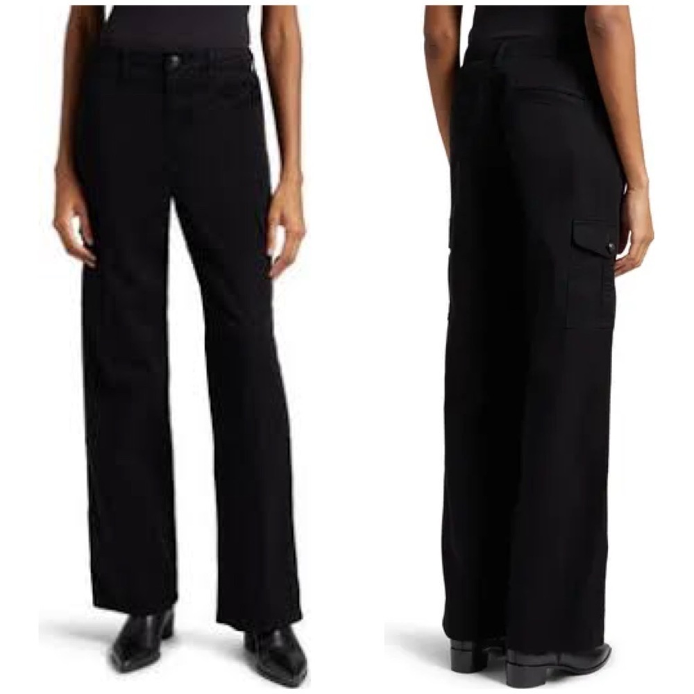 NWT L’Agence Channing Stretch Cotton Cargo Pants High Rise Trek Trouser Black 23